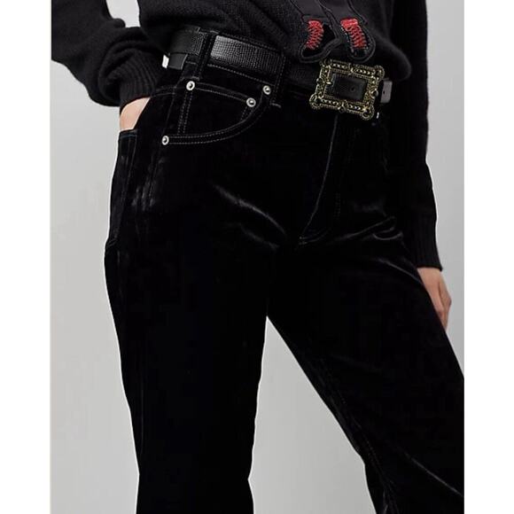 Ralph Lauren Collection Kaida Relaxed Bootcut Black Velvet Jeans 30 Purple Label - Picture 3 of 16